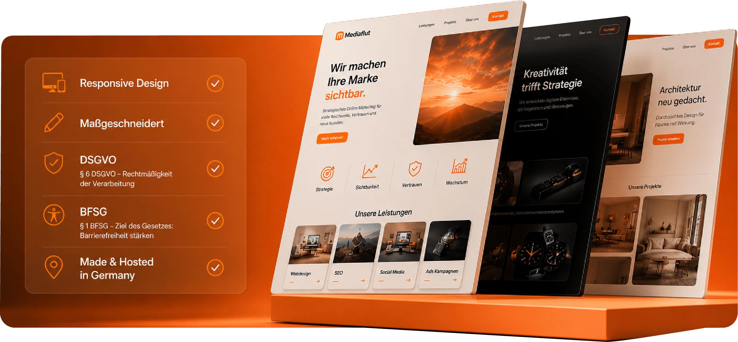 Website-Mockup für moderne Online-Präsenz, Webdesign und digitale Markenkommunikation