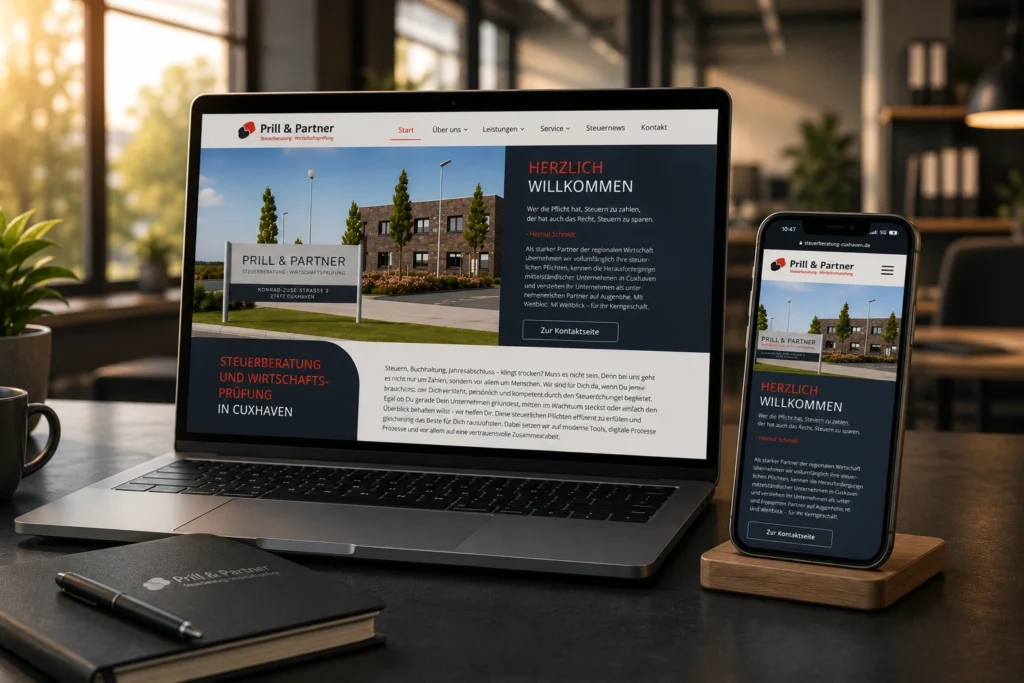 prill und partner cuxhaven responsive webseiten mockup