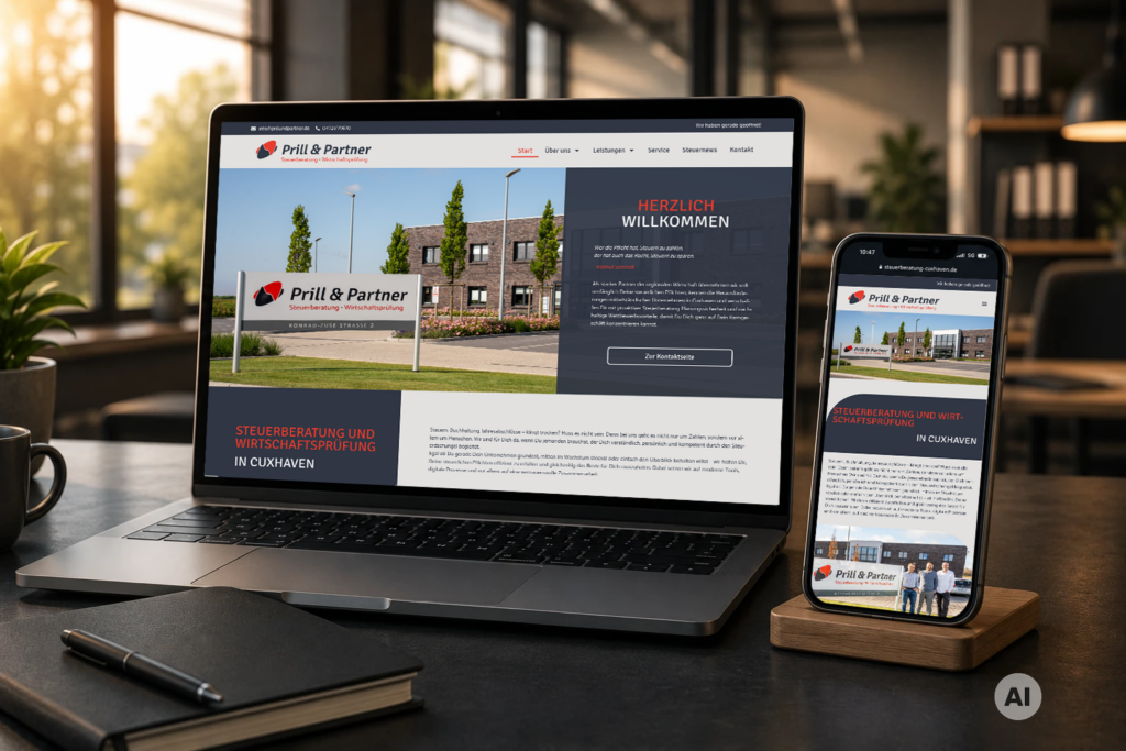 Prill und partner cuxhaven responsive webseiten mockup
