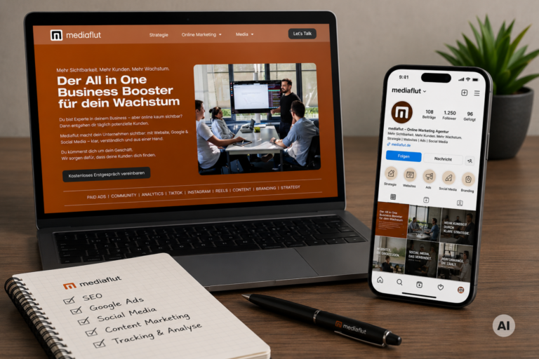 Website-Mockup für moderne Online-Präsenz, Webdesign und digitale Markenkommunikation